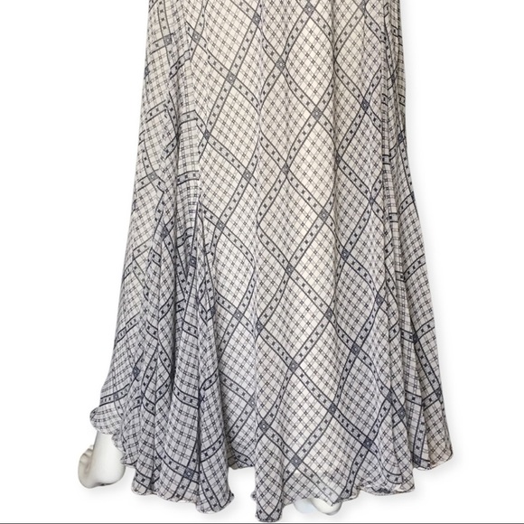 Max Studio Ruffle Maxi Summer Dress diamond print empire waist Sleeveless - Picture 7 of 7